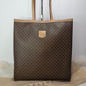 Céline Macadam Brown Monogram Coated Canvas Tote Bag